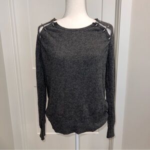 The Kooples Charcoal Off-the-Shoulder Sweater 90% wool 10% cashmere